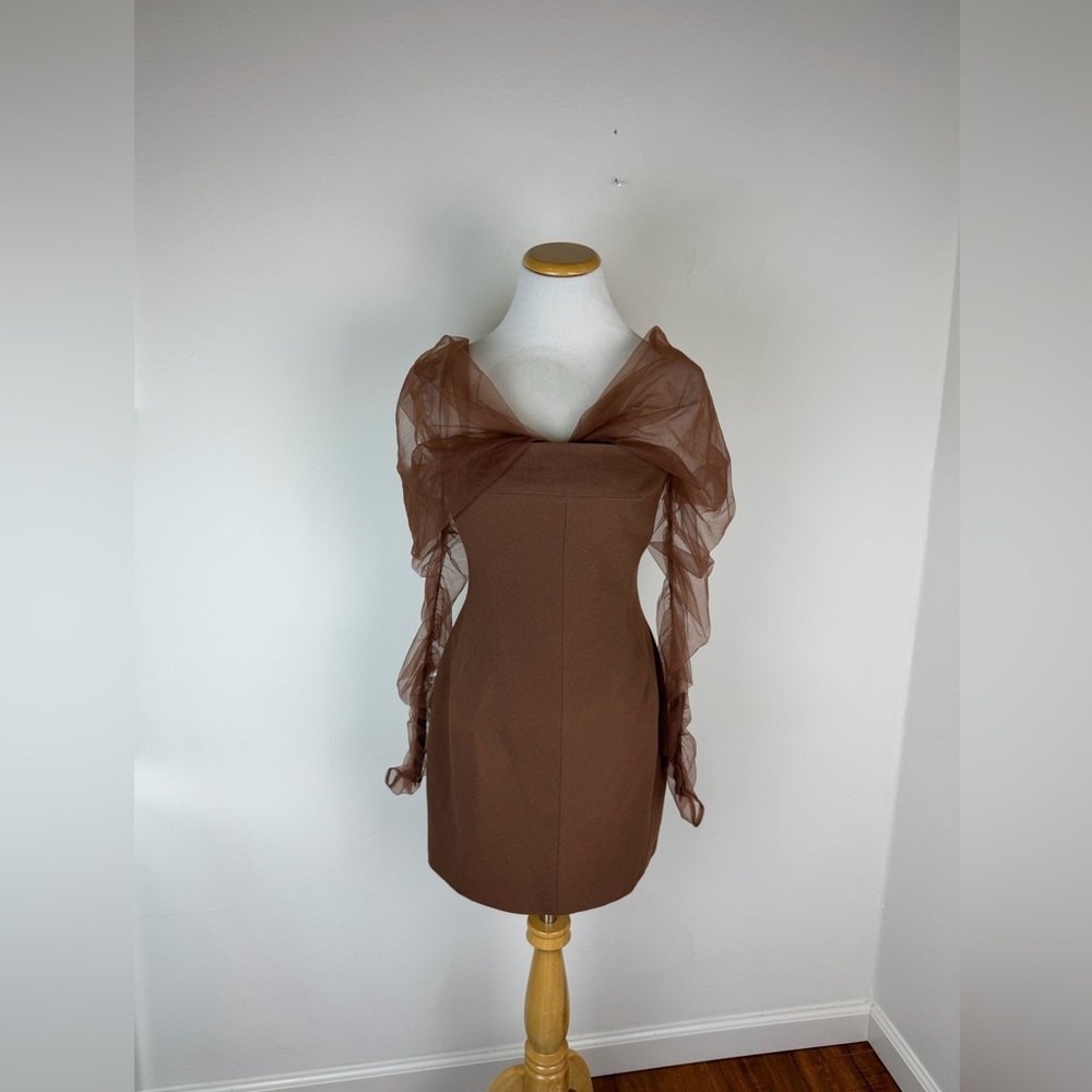 NWT Mimii London Brown Chiffon boned Corset Dress Size S